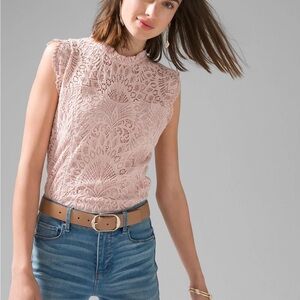 Elegant Pink Lace Sleeveless Top